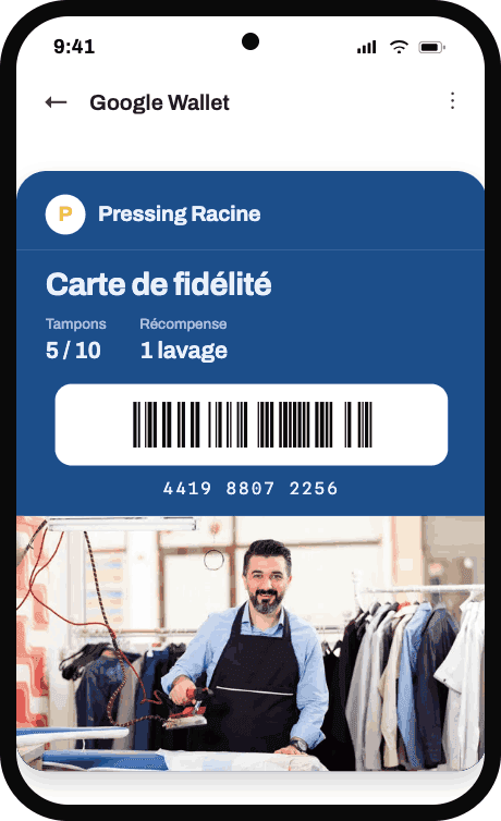 Carte de fidélité Wafiy dans le wallet d'un client